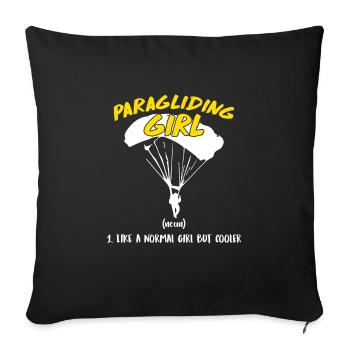 Paragliding Girl Paraglider Women - Sofa pillowcase 17,3'' x 17,3'' (45 x 45 cm) - black - Front