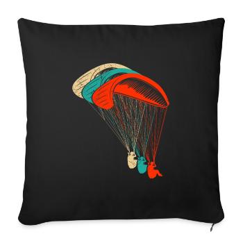 Paragliding Paraglider Shirt Paraglider - Sofa pillowcase 17,3'' x 17,3'' (45 x 45 cm) - black - Front