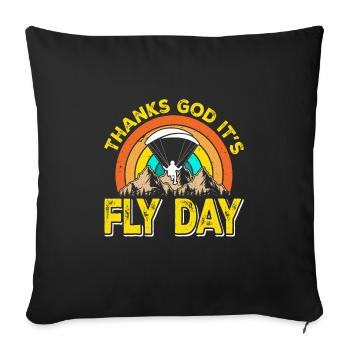 Parapente Dieu merci, c’est Fly Day Alpinisme - Housse de coussin décorative 45 x 45 cm - noir - Devant