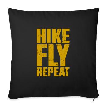 Hike Fly Repeat Mountaineering Paragliding - Sofa pillowcase 17,3'' x 17,3'' (45 x 45 cm) - black - Front