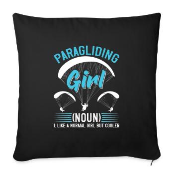 Paragliding Girl Paraglider Ladies - Sofa pillowcase 17,3'' x 17,3'' (45 x 45 cm) - black - Front