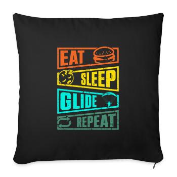 Paraglider Eat Sleep Glide Repeat Gleitschirm - Sofa pillowcase 17,3'' x 17,3'' (45 x 45 cm) - black - Front
