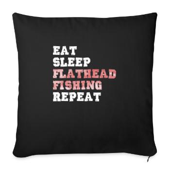 Waller Angler Eat Sleep Flathead Fishing Repeat - Sofa pillowcase 17,3'' x 17,3'' (45 x 45 cm) - black - Front