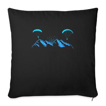 Paraglider Mountains Paragliding Shirt - Sofa pillowcase 17,3'' x 17,3'' (45 x 45 cm) - black - Front