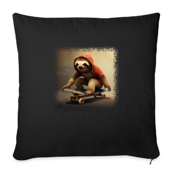 Skating sloth in hoodie – Cool grunge design - Sofa pillowcase 17,3'' x 17,3'' (45 x 45 cm) - black - Front