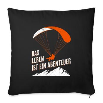 Paragliding Life is an adventure - Sofa pillowcase 17,3'' x 17,3'' (45 x 45 cm) - black - Front