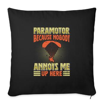 Paramoteur Personne ne m’ennuie ici Parapente - Housse de coussin décorative 45 x 45 cm - noir - Devant