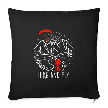 Randonnée en parapente et alpinisme en vol - Housse de coussin décorative 45 x 45 cm - noir - Devant