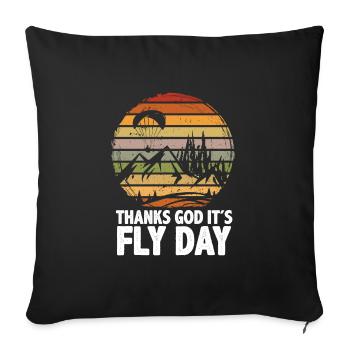 Parapente Dieu merci, c’est le jour de la mouche - Housse de coussin décorative 45 x 45 cm - noir - Devant