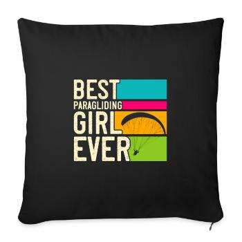 Meilleure fille de parapente Gleitschirmfliegen - Housse de coussin décorative 45 x 45 cm - noir - Devant