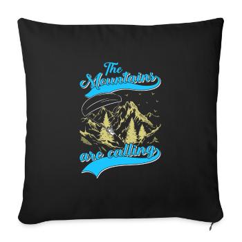 Mountaineering The Mountains are Calling - Sofa pillowcase 17,3'' x 17,3'' (45 x 45 cm) - black - Front