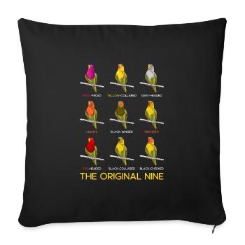 Love Birds The original Nine Lovebirds Parrot - Sofa pillowcase 17,3'' x 17,3'' (45 x 45 cm) - black - Front