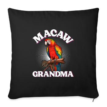 Macaw Grandma Vogelliebhaber Aras Papageien - Sofakissenbezug 45 x 45 cm - Schwarz - Vorne