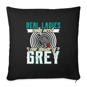 Parrot Real Ladies n’a besoin que d’une nuance de gris - Housse de coussin décorative 45 x 45 cm - noir - Devant