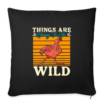 Fête Flamingo Les choses vont être sauvages - Housse de coussin décorative 45 x 45 cm - noir - Devant