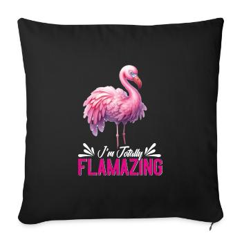 Flamant rose Femmes Je suis totalement Flamazing Flamants roses - Housse de coussin décorative 45 x 45 cm - noir - Devant