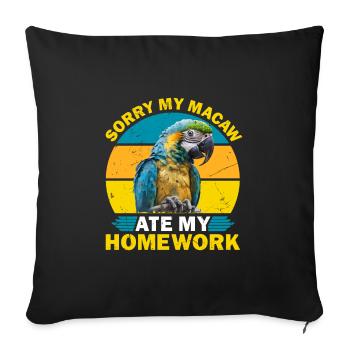 Aras Sorry my Macaw ate my Homework Parrot Holder - Sofa pillowcase 17,3'' x 17,3'' (45 x 45 cm) - black - Front