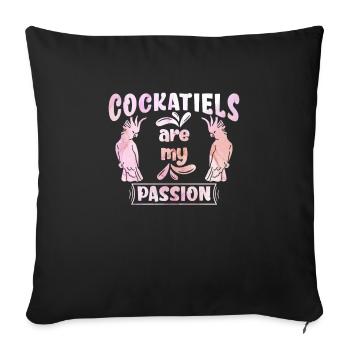 Les perruches sont ma passion Cockatiels - Housse de coussin décorative 45 x 45 cm - noir - Devant
