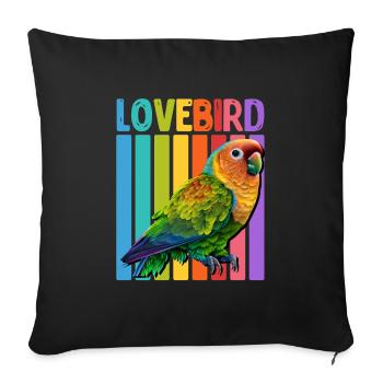 Lovebird Parrots Love Birds Bird Friend - Sofa pillowcase 17,3'' x 17,3'' (45 x 45 cm) - black - Front
