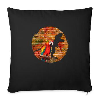 Ara Dinosaure Fan Perroquet Oiseau Amoureux - Housse de coussin décorative 45 x 45 cm - noir - Devant