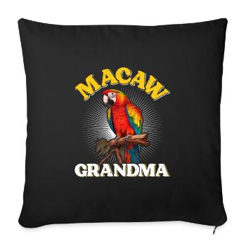 Macaw Grandma Vogelliebhaber Aras Papageien - Sofakissenbezug 45 x 45 cm - Schwarz - Vorne