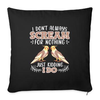 Je ne crie pas pour rien Perruches - Housse de coussin décorative 45 x 45 cm - noir - Devant