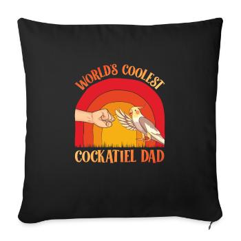 Les perruches Cockatiel Dad les plus cool de Papa World - Housse de coussin décorative 45 x 45 cm - noir - Devant