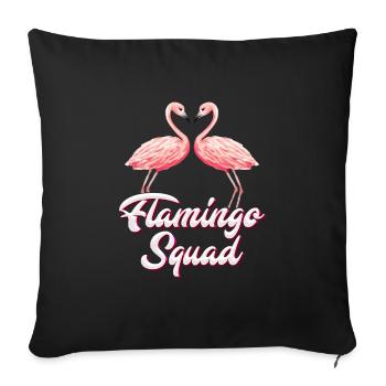 Flamingo Squad Enterrement de vie de jeune fille Femmes - Housse de coussin décorative 45 x 45 cm - noir - Devant