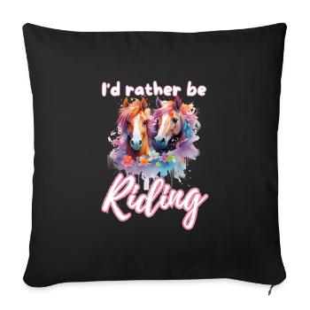Je préfère monter à cheval fille splash art - Housse de coussin décorative 45 x 45 cm - noir - Devant