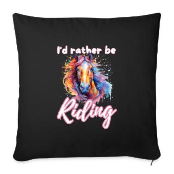 Je préfère monter à cheval fille splash art - Housse de coussin décorative 45 x 45 cm - noir - Devant
