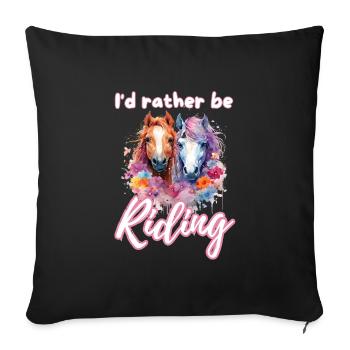 Je préfère monter à cheval fille splash art - Housse de coussin décorative 45 x 45 cm - noir - Devant