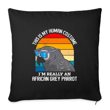 Perroquet gris d’Afrique Ceci est mon costume humain - Housse de coussin décorative 45 x 45 cm - noir - Devant