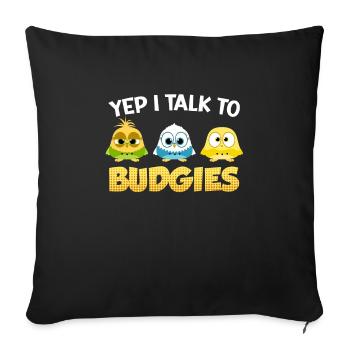 Perruches Oui, je parle aux perruches de Budgie - Housse de coussin décorative 45 x 45 cm - noir - Devant