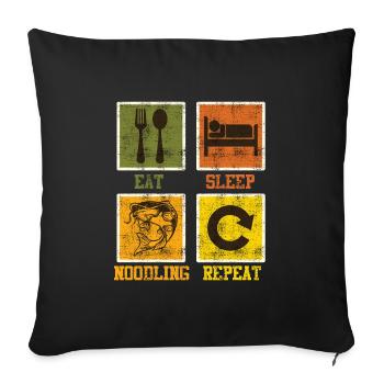 Waller Pêche Manger Sommeil Nouilles Répéter - Housse de coussin décorative 45 x 45 cm - noir - Devant