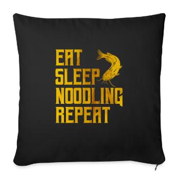 Poisson à tête plate Manger Sommeil Nouilles Répéter Poisson-chat - Housse de coussin décorative 45 x 45 cm - noir - Devant