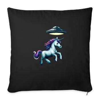 UFO Entführt Einhorn - Sofakissenbezug 45 x 45 cm - Schwarz - Vorne