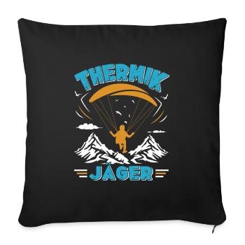 Gleitschirm Thermik Jäger Streckenfliegen - Sofakissenbezug 45 x 45 cm - Schwarz - Vorne