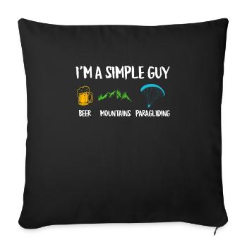 Chemise de parapente Je suis un gars simple Bergsport - Housse de coussin décorative 45 x 45 cm - noir - Devant