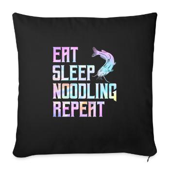 Poisson à tête plate manger dormir noodling Répéter le poisson-chat - Housse de coussin décorative 45 x 45 cm - noir - Devant