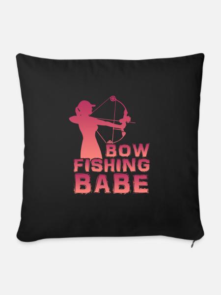 Bowfishing Babe Bogenfischer Fischjagd Girls - Sofakissenbezug 45 x 45 cm - Schwarz