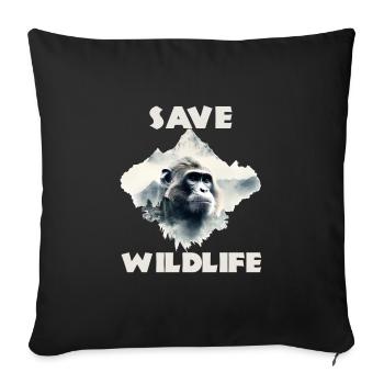 Sauver la faune chimpanzé - Housse de coussin décorative 45 x 45 cm - noir - Devant