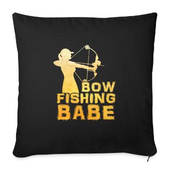 Bowfishing Babe Bogenfischer Fischjagd Girls - Sofakissenbezug 45 x 45 cm - Schwarz - Vorne