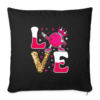 LOVE Bowling Shirt Women's Bowling Alley Outfit - Sofa pillowcase 17,3'' x 17,3'' (45 x 45 cm) - black - Front