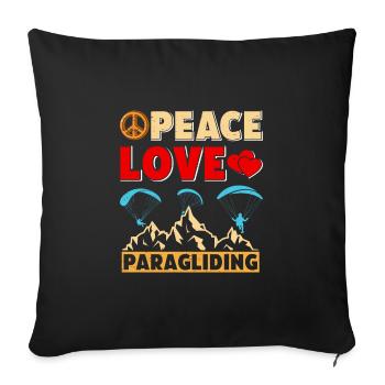 Peace Love Paragliding Shirt Women - Sofa pillowcase 17,3'' x 17,3'' (45 x 45 cm) - black - Front