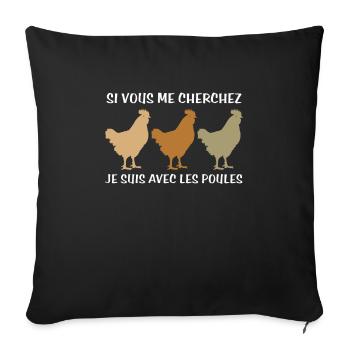 Cadeau agriculteur éleveur de poules - Housse de coussin décorative 45 x 45 cm - noir - Devant