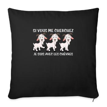 Cadeau agriculteur éleveur de chèvres - Housse de coussin décorative 45 x 45 cm - noir - Devant