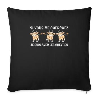 Cadeau agriculteur éleveur de chèvres - Housse de coussin décorative 45 x 45 cm - noir - Devant