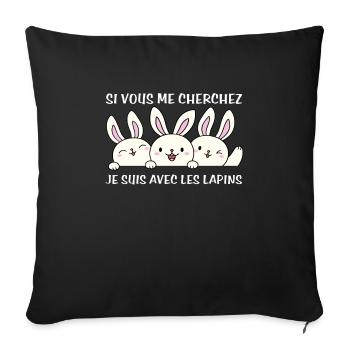 Cadeau agriculteur éleveur de lapins - Housse de coussin décorative 45 x 45 cm - noir - Devant