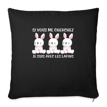 Cadeau agriculteur éleveur de lapins - Housse de coussin décorative 45 x 45 cm - noir - Devant