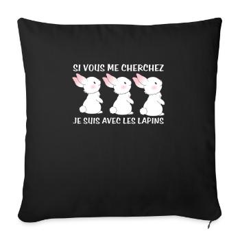 Cadeau agriculteur éleveur de lapins - Housse de coussin décorative 45 x 45 cm - noir - Devant